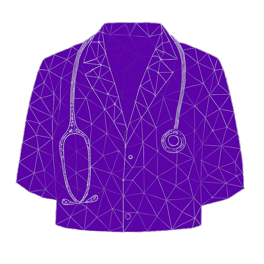 Digital wireframe doctor coat with stethoscope